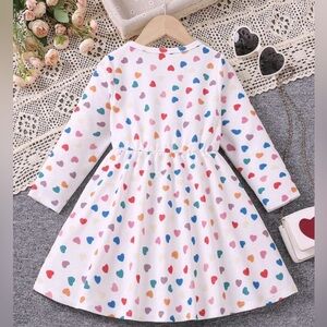 Jelly Bean Young Girls' Heart Print Long Sleeve Dress SZ:7 colorful hearts